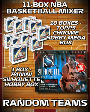 11 - Box 2024-25 Basketball Mixer - Topps Chrome Mega Boxes & Panini Silhouette Hobby #154 Random Teams
