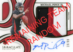 REMAINING TEAM RANDOM for 2024 Panini Immaculate Football 6-Box Full Case #3 Pick Your Team