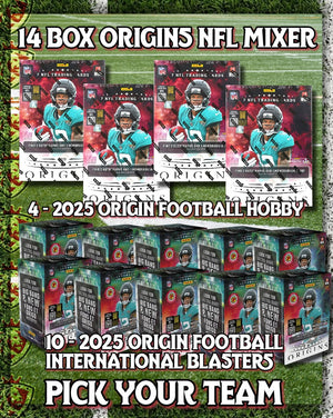 14-Box 2025 Panini Origins Football Hobby and International Mixer #1 Pick Your Team