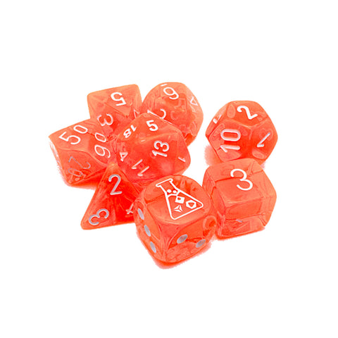 Chessex Dice: Lab Dice - Translucent Polyhedral Neon Orange/White (Series 7)