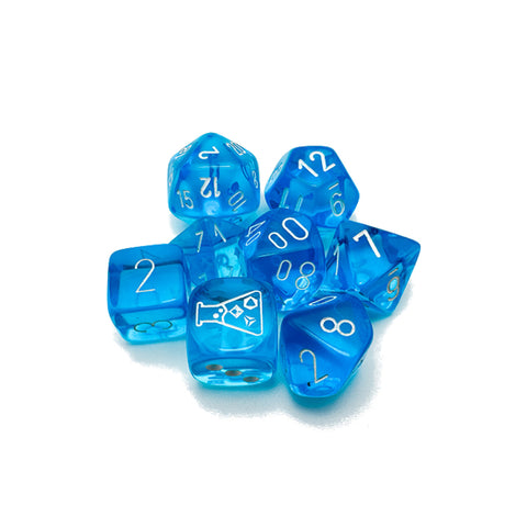 Chessex Dice: Lab Dice - Translucent Polyhedral Tropical Blue/White (Series 7)