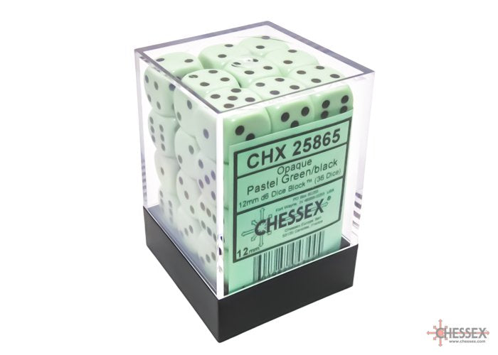 CHESSEX 12Mm 36Ct D6 Block - Pastel Green/Black