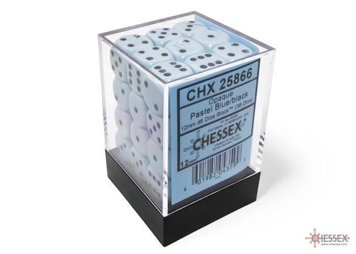 CHESSEX 12Mm 36Ct D6 Block - Pastel Blue/Black