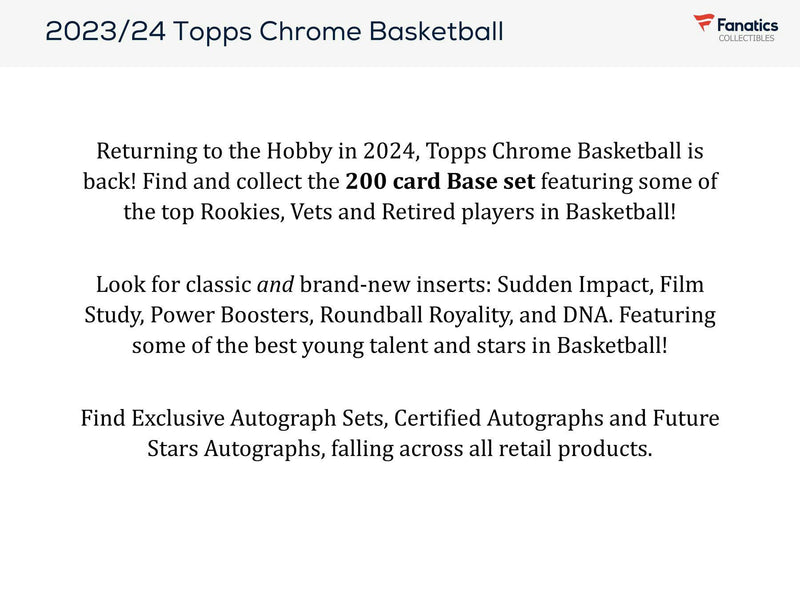 2023/24 Topps Chrome Basketball Hanger Box