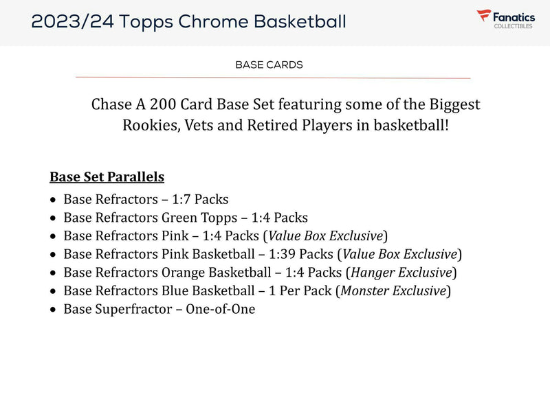 2023/24 Topps Chrome Basketball Hanger Box