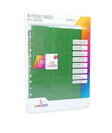 Gamegenic 18-Pocket Side-Loading Pages - 10-pack (Green)