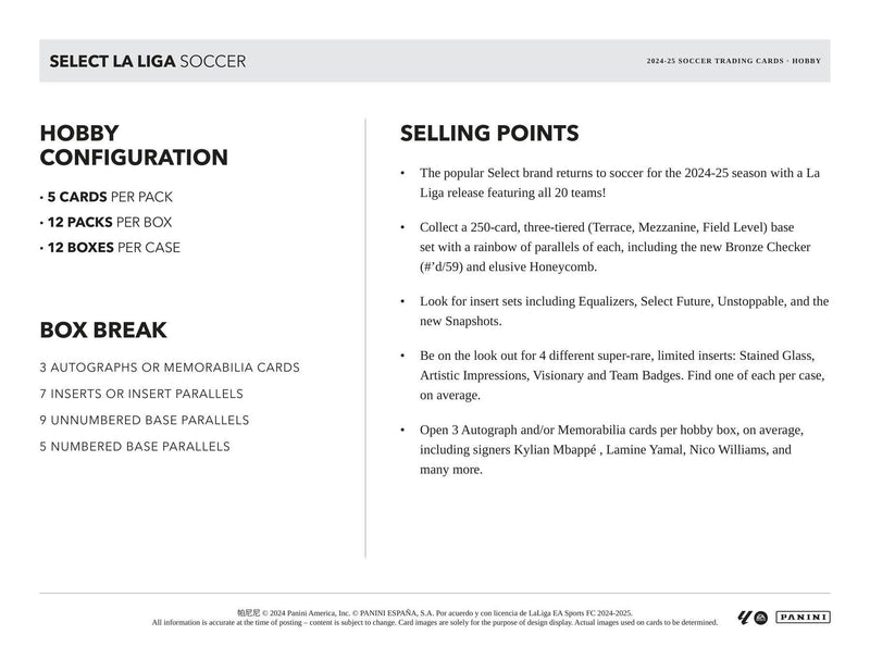 MONEYBALL MONDAY 2024/25 Panini Select La Liga Soccer Hobby Box PERSONAL BREAK