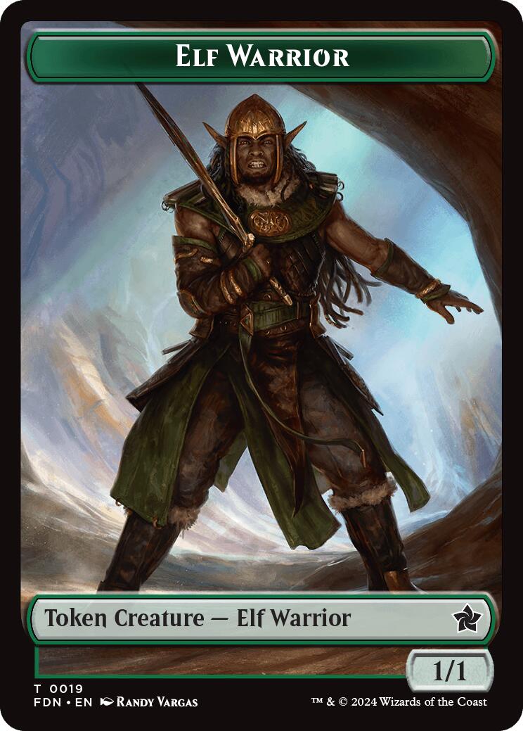 Elf Warrior // Raccoon Doubled-Sided Token [Foundations Tokens]