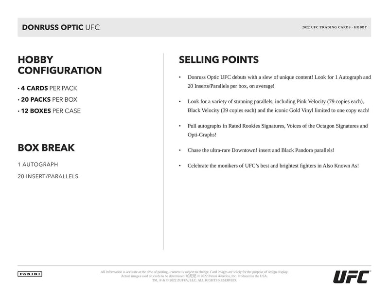 2022 Panini Donruss Optic UFC Hobby Pack