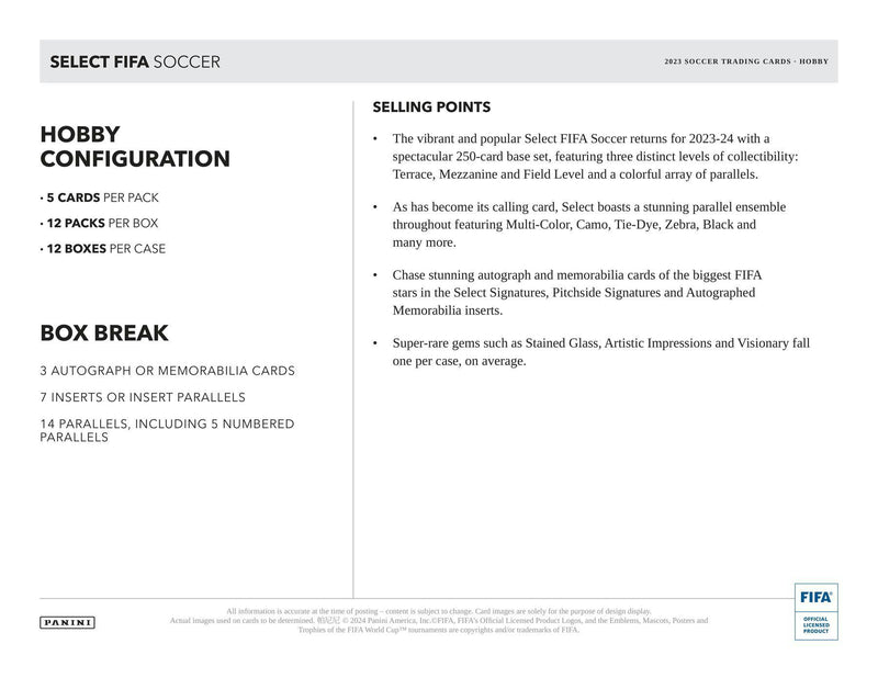 2023/24 Panini Select FIFA Soccer Hobby Box