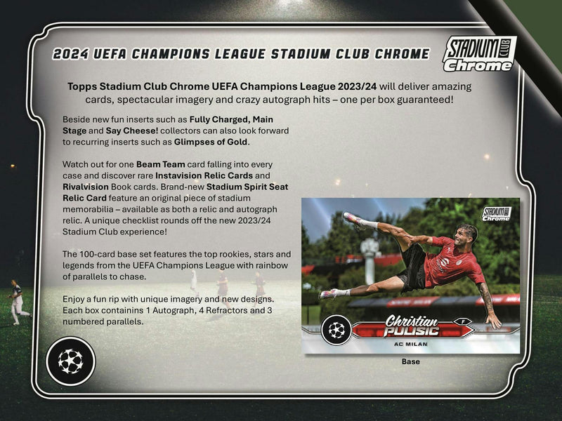 2023/24 Topps Stadium Club Chrome UEFA Club Competitions Soccer Hobby Box