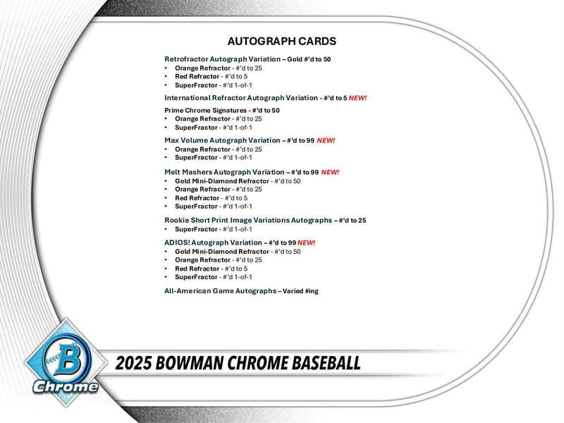 2025 Bowman Chrome Baseball Hobby Box (Presell)