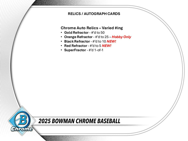 2025 Bowman Chrome Baseball Hobby Box (Presell)