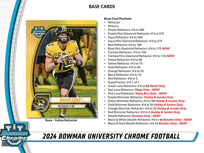 2024 Bowman University Chrome Football Hobby Box Personal Pack