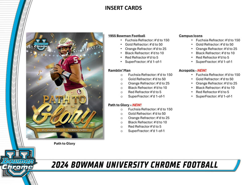 2024 Bowman University Chrome Football Hobby Box Personal Pack