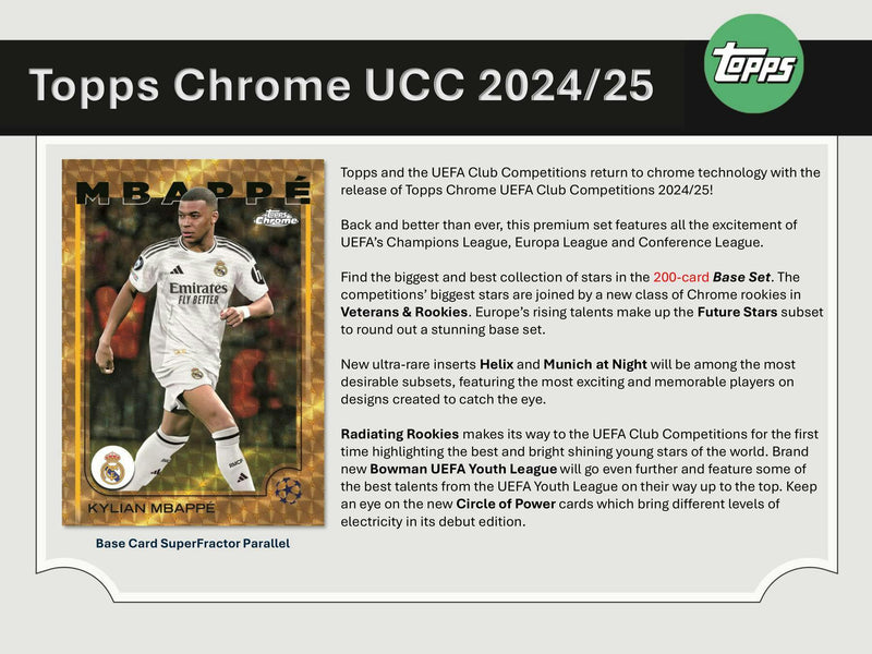 MONEYBALL MONDAY 2024/25 Topps Chrome UEFA Club Competitions Soccer Hobby Box PERSONAL BREAK