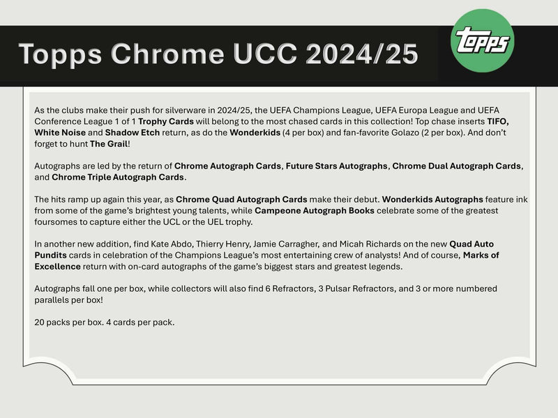 MONEYBALL MONDAY 2024/25 Topps Chrome UEFA Club Competitions Soccer Hobby Box PERSONAL BREAK