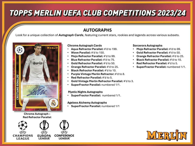 2023/24 Topps Chrome Merlin UEFA Club Competitions Soccer Hobby Box