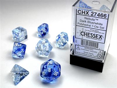Chessex Luminary Polyhedral 7-Die Set - Dark Blue/White