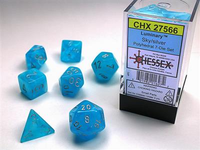 Luminary Polyhedral 7-Die Set - Sky/Silver