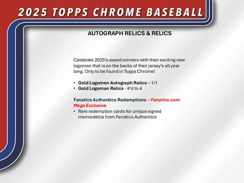 2025 Topps Chrome Baseball 7-Pack Blaster Box PERSONAL BREAK