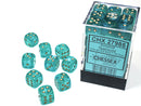 Chessex Borealis® 12mm d6 Teal/gold Luminary™ Dice Block™ (36 dice)