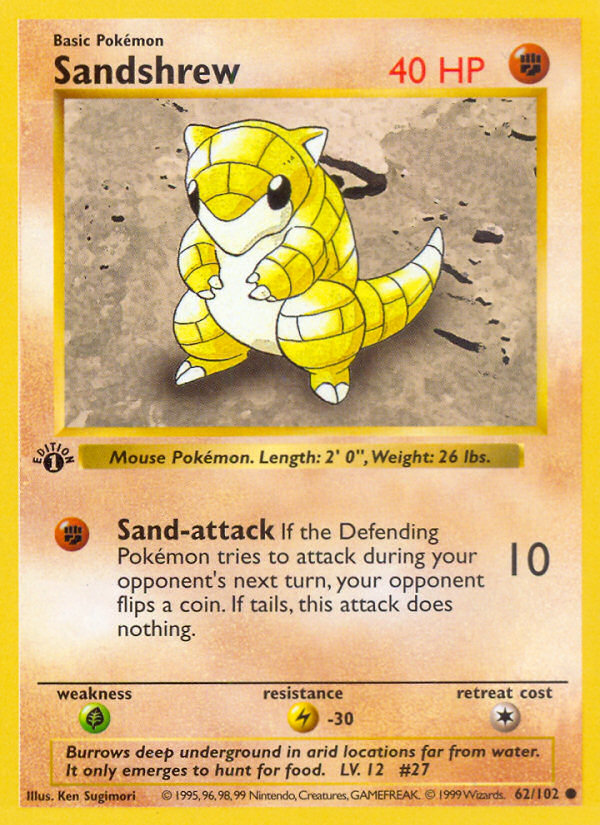 Sandshrew (62/102) (Shadowless) [Base Set 1st Edition]